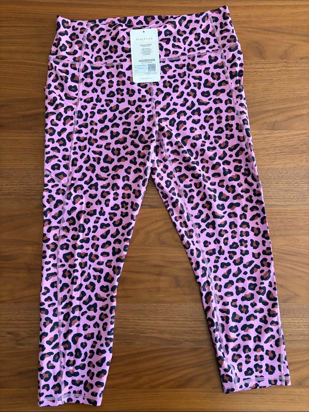 Fabletics Pink and Black Leopard Print Leggings